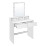 Tualettlaud 40 x 80 x 145 cm valge peegli ja pirnidega