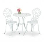 Bistrokomplekt 65 x 61 cm valge valualumiinium 2 tooli