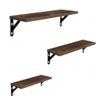 Seinariiulite komplekt must 3 MDF- ja rauast riiulit