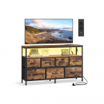 Kapp 30 x 113,8 x 68,1 cm pruun LED laadija ja sahtlid