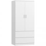 Riidekapp 80 x 55 x 177,5 cm valge puit MDF ja sahtel