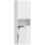 Vannitoakapp 60 x 30 x 174 cm valge MDF pesukorviga