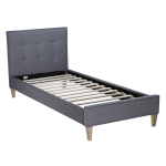 Voodi 90 x 200 cm hall polsterdatud raam peatsiga
