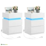 Magamistoa &ouml;&ouml;kapp 2 tk valge LED 3 sahtlit