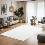 Ristk&uuml;likukujuline vaip 120 x 180 cm valge mikrokiud