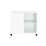 Valge abilaud ratastel 70 x 35 x 61 cm klaas ja PB