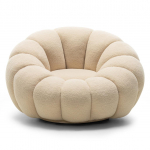 LOEL tugitool 66x100x100 cm beež boucl&eacute; 360&deg; alus