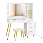Meigilaud tabureti ja LED-peegliga 40&times;110&times;135 cm