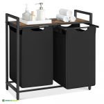 Pesukorv riiuliga 73x33x72 cm pruun/must 2 sektsiooni