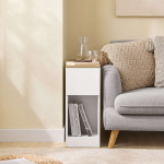 &Ouml;&ouml;kapp 25 &times; 65 &times; 60 cm valge ja puit 3 sektsiooni