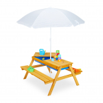 Laste piknikulaud 49 &times; 86 &times; 92,5 cm naturaalne varjuga