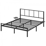 Voodiraam 207,6x161x87 cm must metall riiulitega