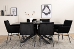 Piazza s&ouml;&ouml;gilaud ja Petra toolid must MDF ja samet