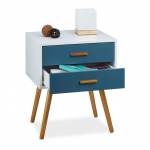 Diivanilaud 58x48x41 cm Valge 2 sahtlit bambus ja MDF