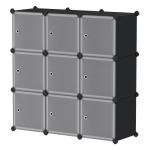 Riidekapp 9 kuubikut DIY must PP moodulkapp 93x31x93 cm
