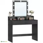 Meigilaud LED valgusega 80x40x145 cm must sahtlitega
