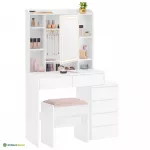 Meigilaud LED valgustusega sahtlitega valge MDF
