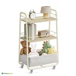 Abilaud ratastega beež kreemjas 3 tasandit 81 cm