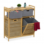 Pesukorv riiuliga 95 x 88 x 33 cm 2 kotiga hall bambus