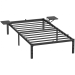 Voodiraam Metall 200 &times; 90 &times; 40,6 cm must riiulitega
