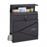 Postkast 37 x 37 x 11 cm mustast terasest lukuga