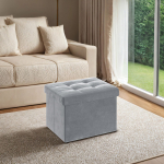 Pehme taburet hoiuruumiga 31 x 41 x 31 cm helehall