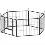 Metallist koera aedik 6 paneeliga must 160 x 80 x 60 cm