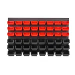 Hoiukastide riiul 48-kastiga seinale kinnitatav korraldaja 95x54.2x17.2 cm must/punane plast