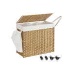 Pesukorv kaanega 66x33x60 cm Looduslik 3 osaga