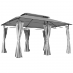 Aiapaviljon 397 x 297 x 265 cm tumehall metall kardinad