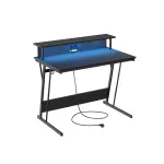 Arvutilaud pistikupesadega ja monitoririiuliga 120x60x76 cm must