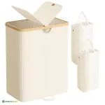 Pesukorv kaanega 52 x 38,5 x 75 cm kreemjas 150 l