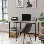 Arvutilaud riiulitega 120x60x75 cm hall must
