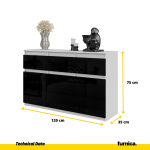 Sahtlitega kummut 75x120x35 cm Valge Must