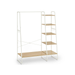Riidestange riiulitega 120x45x160cm valge