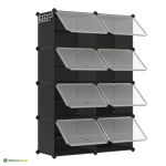 Jalatsikarp 8 tk must ustega riiul 32 x 124 x 94 cm