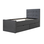 Sahtlitega voodi 90x200 cm hall pehme peatsiga