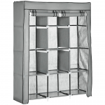 Riidest riidekapp 125 x 43 cm helehall 8 riiulit ja 2 toru