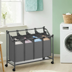 Pesukorv ratastel 105 x 38,5 x 67/81 cm s&ouml;ehall 4 kotti