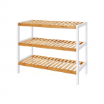 Bambusest jalatsiriiul pruun-valge 70x55x26 cm 3 riiulit