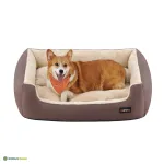 Koera pesa 85 x 65 x 21 cm pruun-beež fliisiga