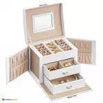 Ehtekarp sahtlitega 18 x 14 x 12 cm valge peegli ja lukuga