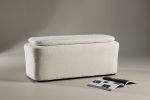 Tumba Laurel 53x83x66 cm valge boucl&eacute; ja MDF