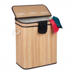 Kaanega pesukorv 63 x 55 x 35 cm bambus 3 sektsiooni