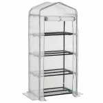Mini kasvuhoone 70x50x160 cm valge metallraam 4 riiulit