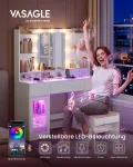 Kailyn peegliga kirjutuslaud LED USB pilvevalge