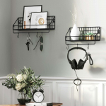 Metallist seinariiulid 2tk 40x12x13cm must
