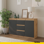 Sahtlitega kummut 120x35x75 cm Tamm Antratsiit