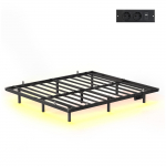 Voodiraam 180x200 cm mustast metallist LED-valgustusega