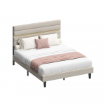 Voodiraam 202 x 140 x 110/116,5 cm beež metallraam
